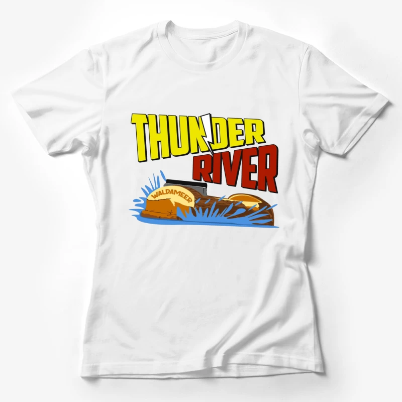 Thunder River Water Ride Logo at Waldameer Park Female T-Shirt