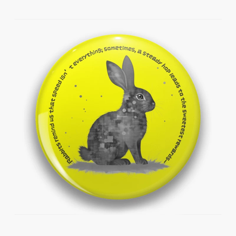 Geometric Rabbit with Circular Inspirational Message Pin