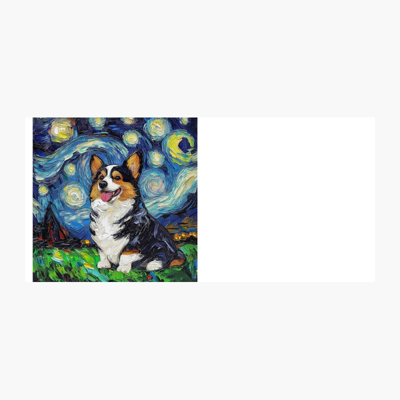 Whimsical Corgi Portrait in Van Gogh's Starry Night Style Coffee Mug
