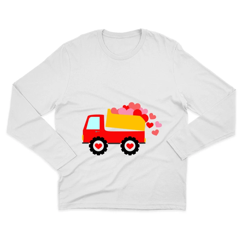 Camion déchargeant des cœurs colorés Homme Manches Longues T-Shirt