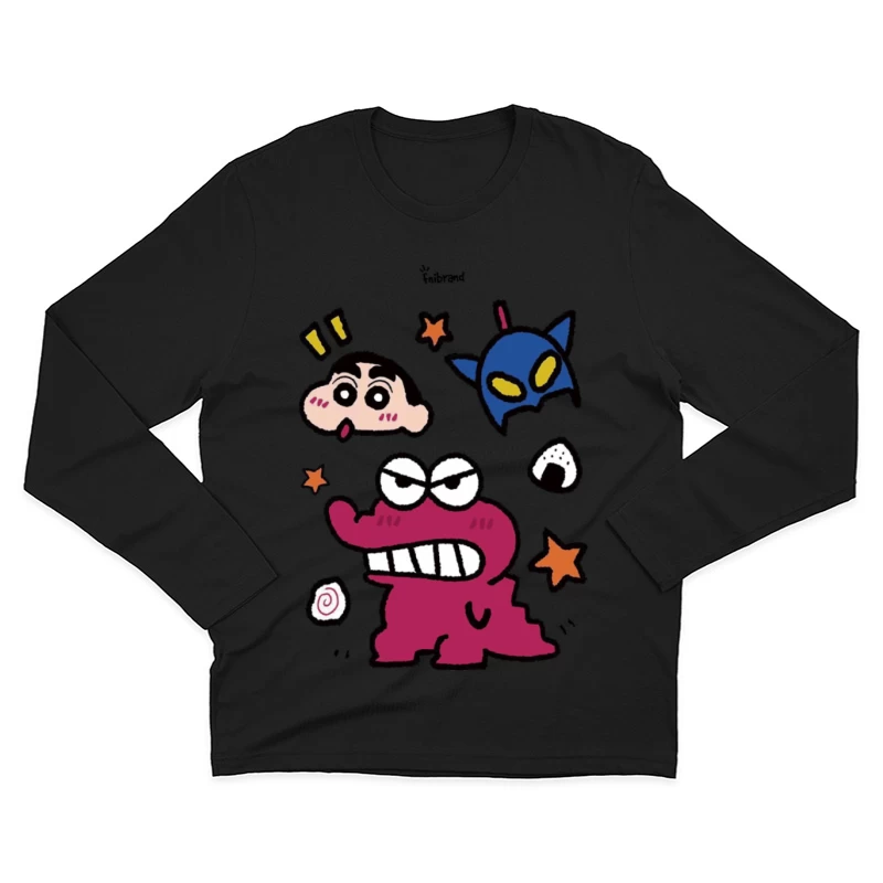 Bunter Cartoon-Charakter mit Emotionen Herren Langarm T-Shirt
