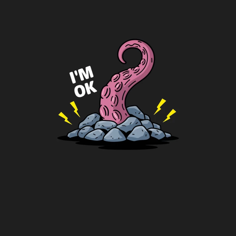 Pink Monster Tentacle Rising from Lightning-Struck Rocks Male Tank Top