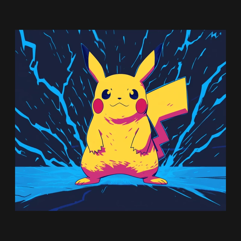 Electrifying Pikachu: Iconic Pokemon Surrounded by Lightning Mouse Pad