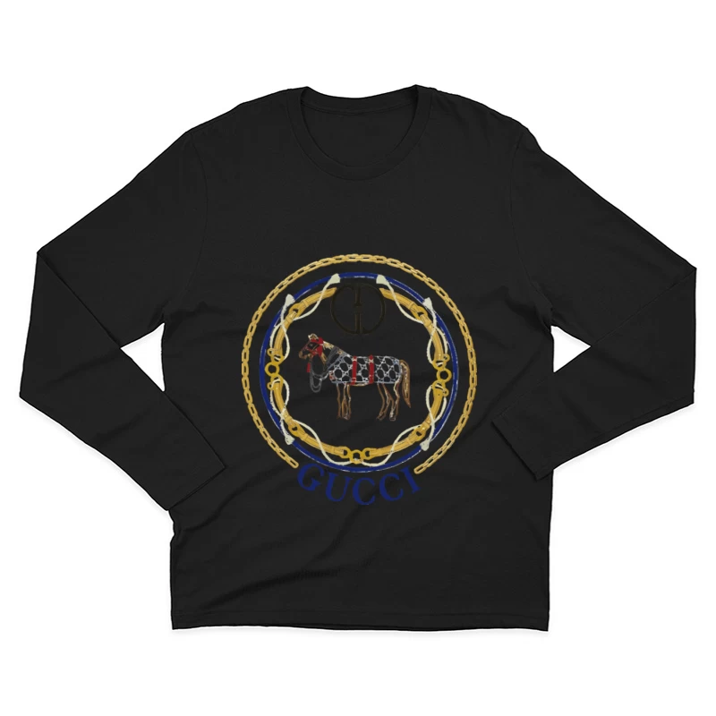 Gucci Pferd Wappen Design Herren Langarm T-Shirt
