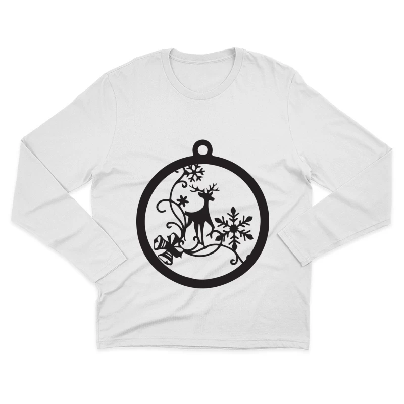 Ornement de Noël avec renne et flocons Homme Manches Longues T-Shirt