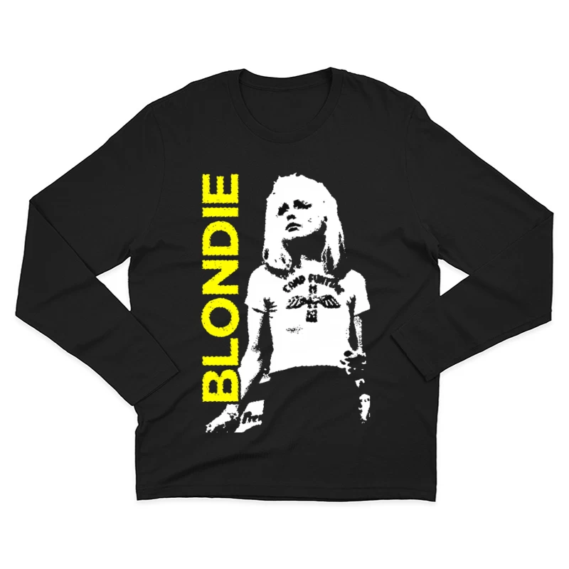 Black and White Punk Rock Artistic Portrait Male Long Sleeve T-Shirt