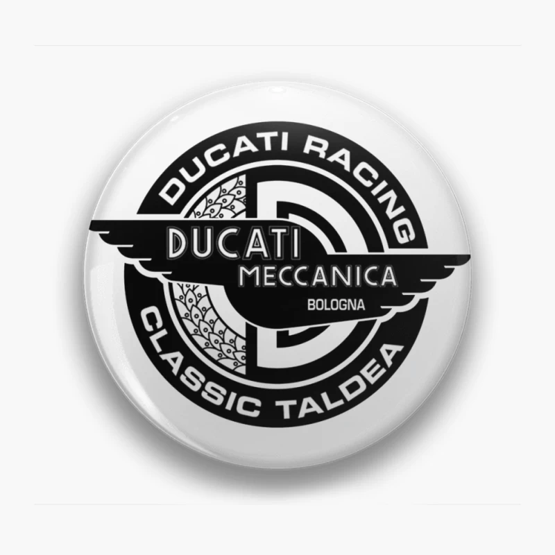 Vintage Ducati Meccanica Racing Logo from Bologna Pin