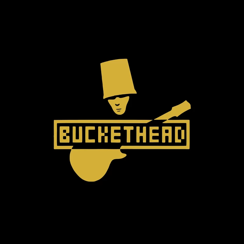 Gold Buckethead Guitar Player Logo Design Tapestry