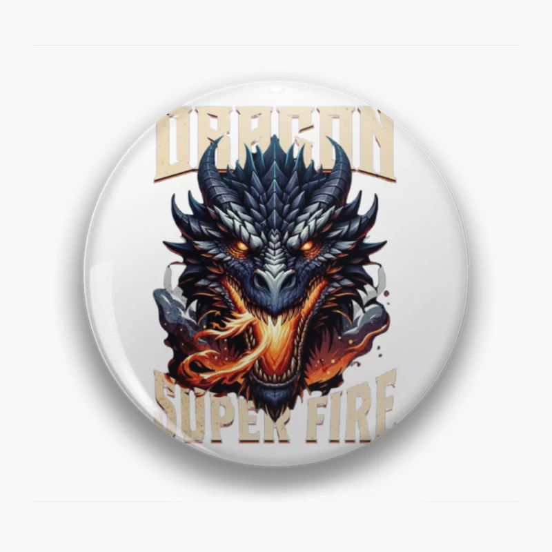 Menacing Dragon Head with Super Fire Flames Pin