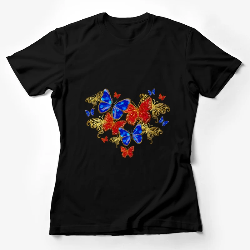Bunte Schmetterlinge in Herzform Damen T-Shirt