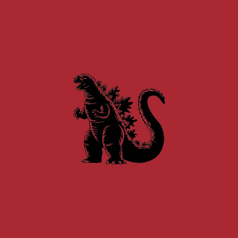 Black and White Godzilla Silhouette: Iconic Kaiju Monster Illustration Baseball Cap