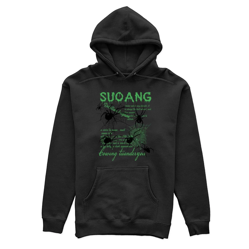 Grüner Spinnennetz-Schriftzug-Design Damen Pullover Hoodie