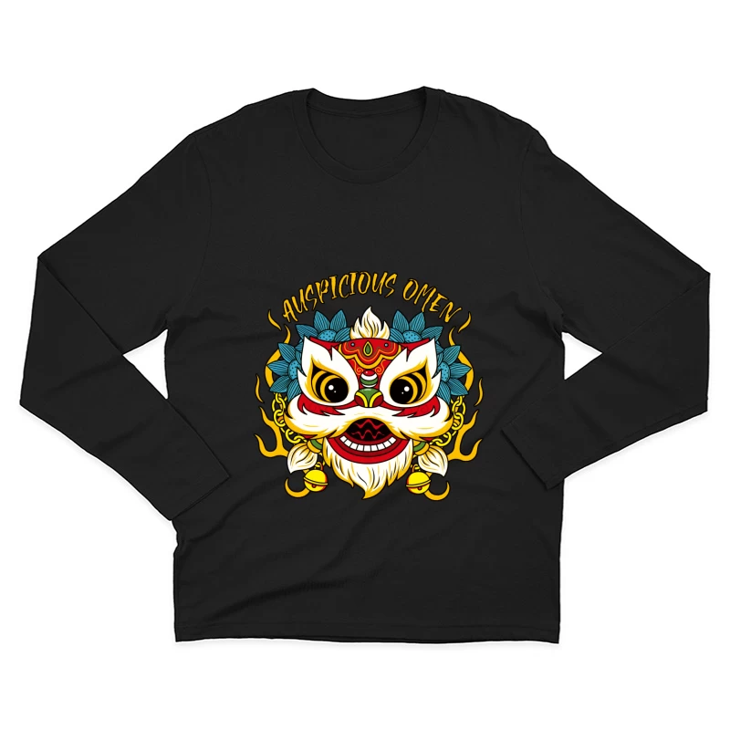 Auspizien-Maske mit Flammen und Blumen Herren Langarm T-Shirt