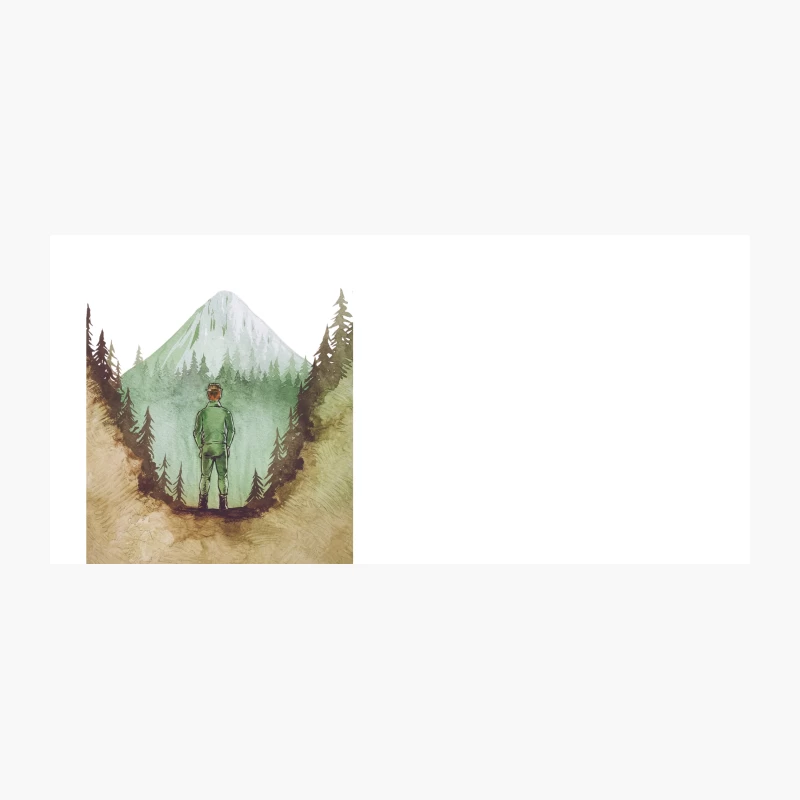Solitary Hiker Admiring Mountain Landscape in Watercolor Coffee Mug
