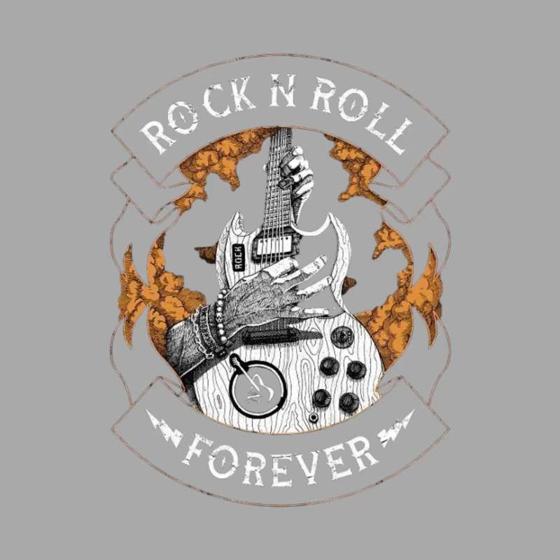 Rock N Roll Forever Graphic Design Male Pullover Hoodie