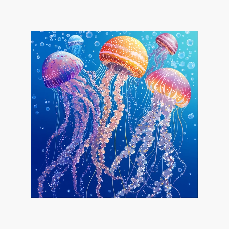 Vibrant Jellyfish Dance in Ocean Depths Cotton Tote Bag
