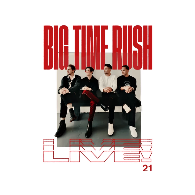 Big Time Rush Band Promotional Photo with Red Typography Design Mouse Pad