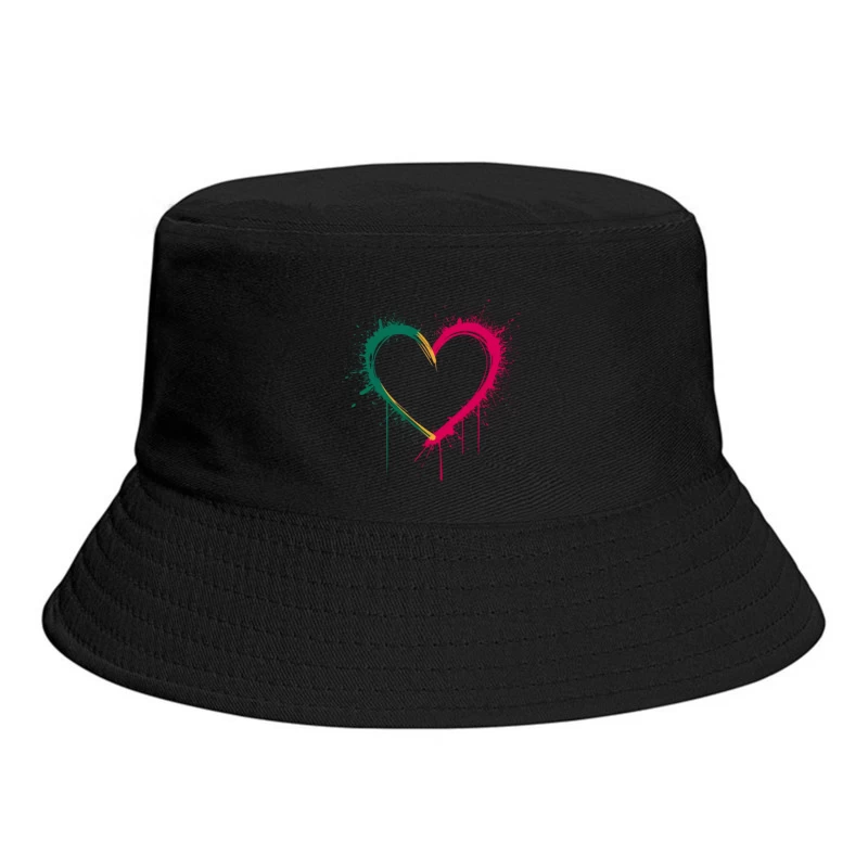 Colorful Paint Splash Heart Graffiti Art Bucket Hat