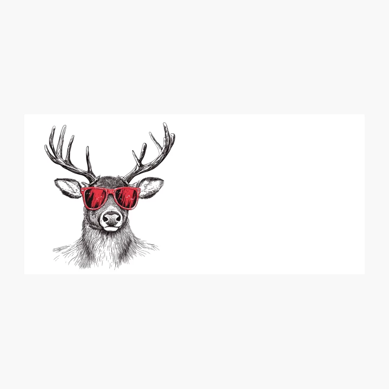 Cool Deer with Red Sunglasses Black and White Illustration Coffee Mug