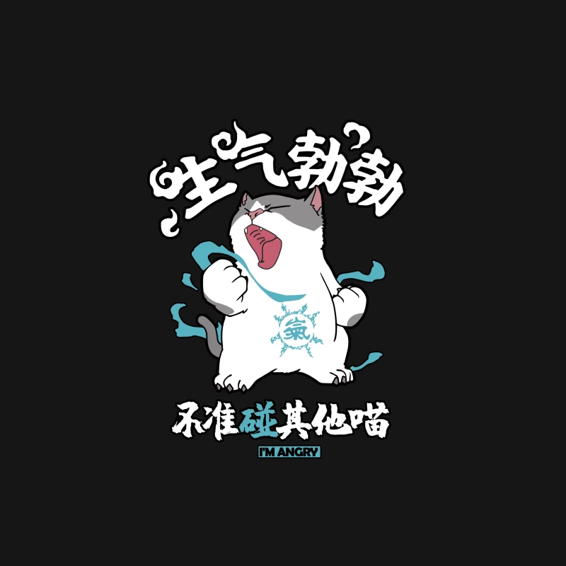 Wütende Katze Illustration mit Schriftzügen Damen T-Shirt