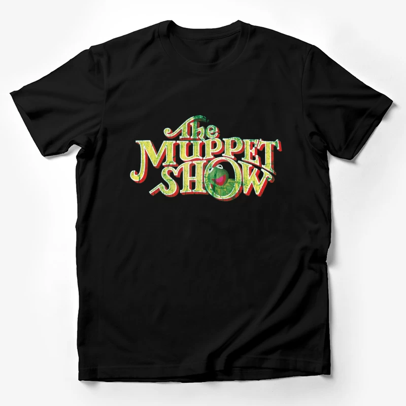 Vintage Logo Design of The Muppet Show with Green Frog Character Male T-Shirt