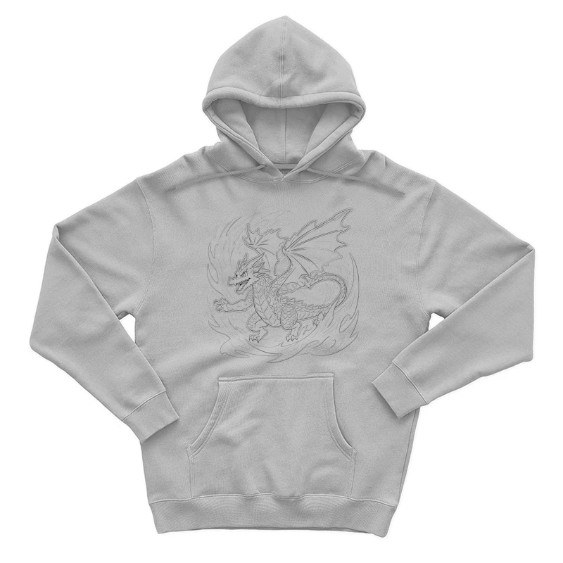 Fiery Dragon Illustration Male Pullover Hoodie