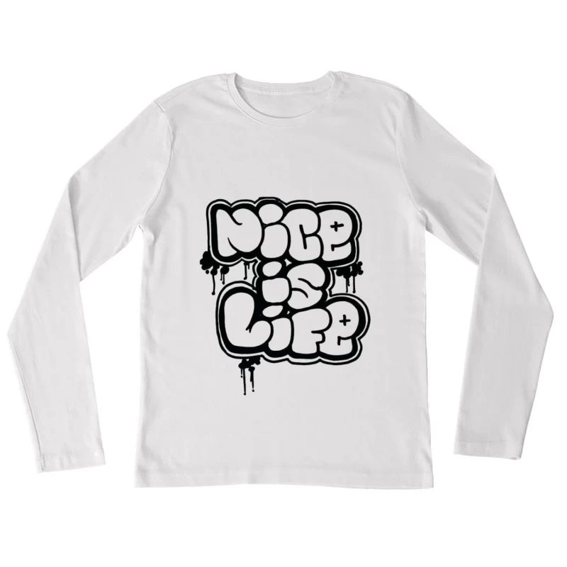 Graffiti-Stil Schriftzug Damen Langarm T-Shirt