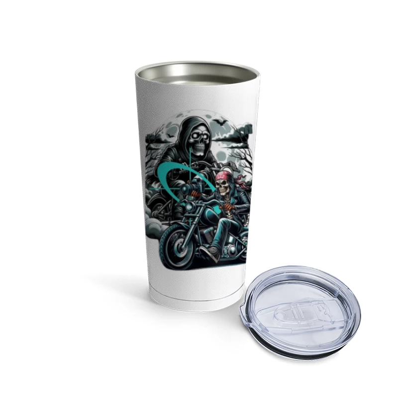 Gothic Grim Reaper Motorcycle Ride Under Moonlight Travel Mug