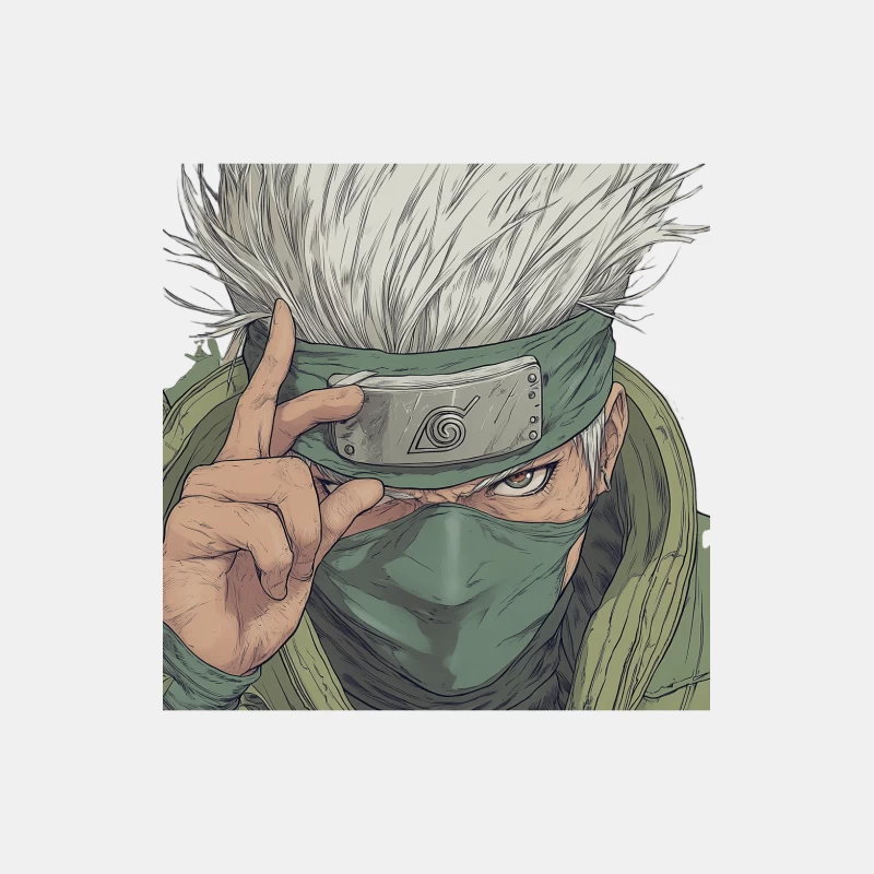 Masked Ninja with Silver Hair and Leaf Village Headband Male Tank Top