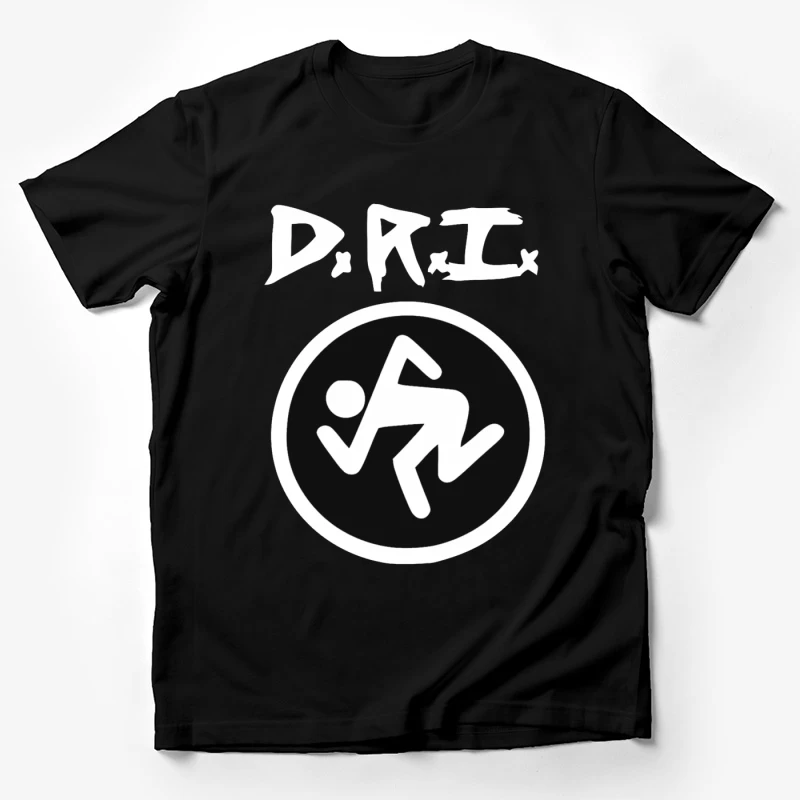 DRI Records Running Man Logo in Black and White Circle Male T-Shirt