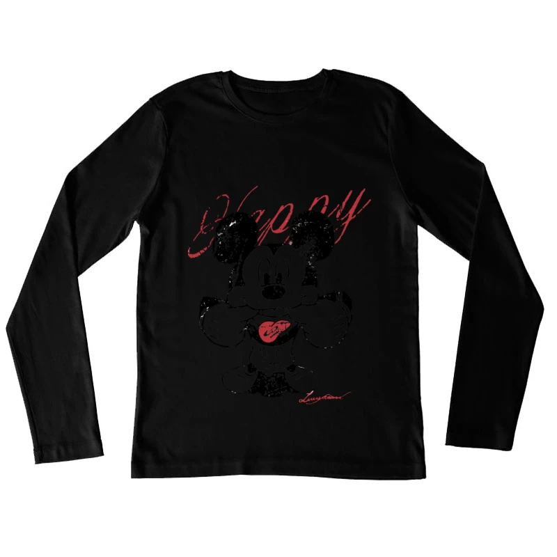 Herz Mickey, Pop Art Design Damen Langarm T-Shirt