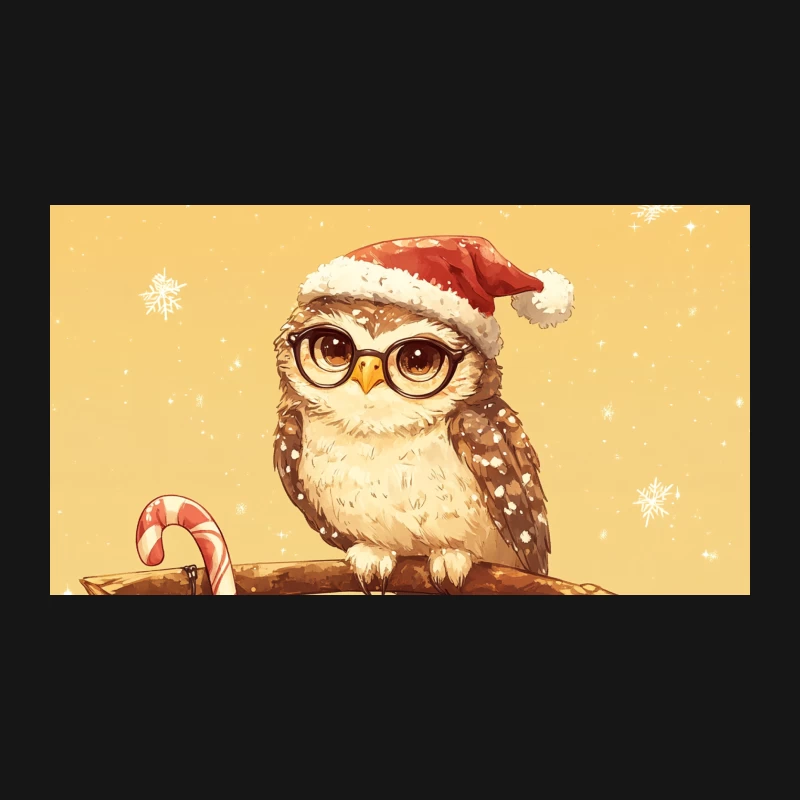 Cute Christmas Owl with Santa Hat and Glasses Desk Mat
