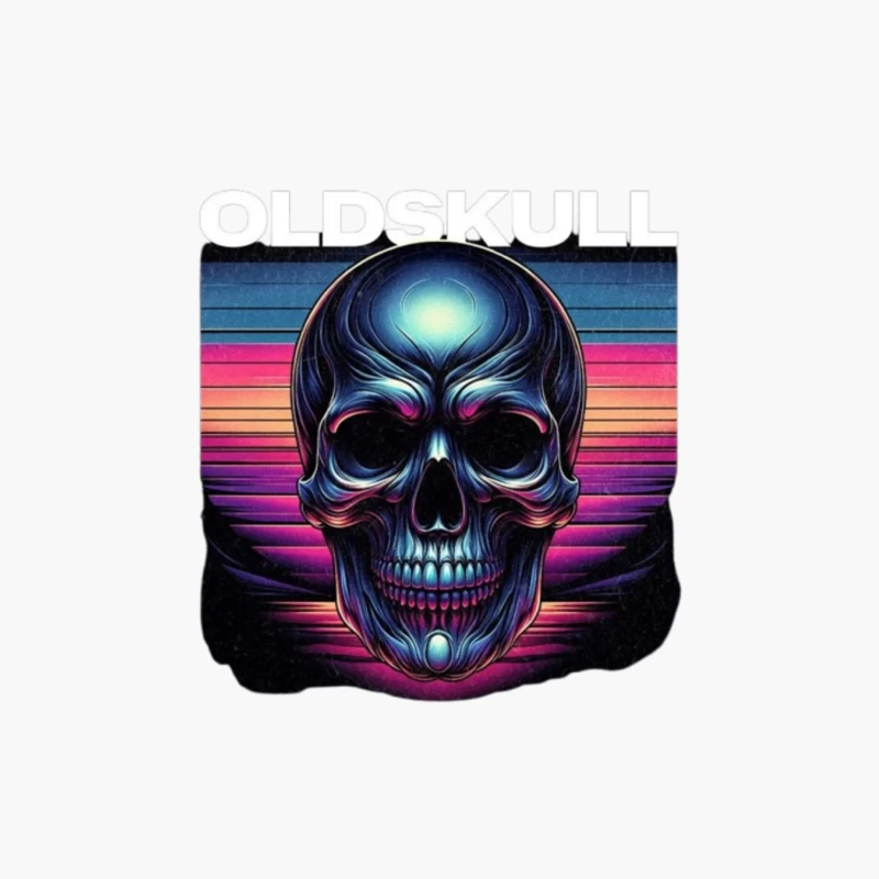 Retro Synthwave Neon Skull Artwork Cotton Tote Bag