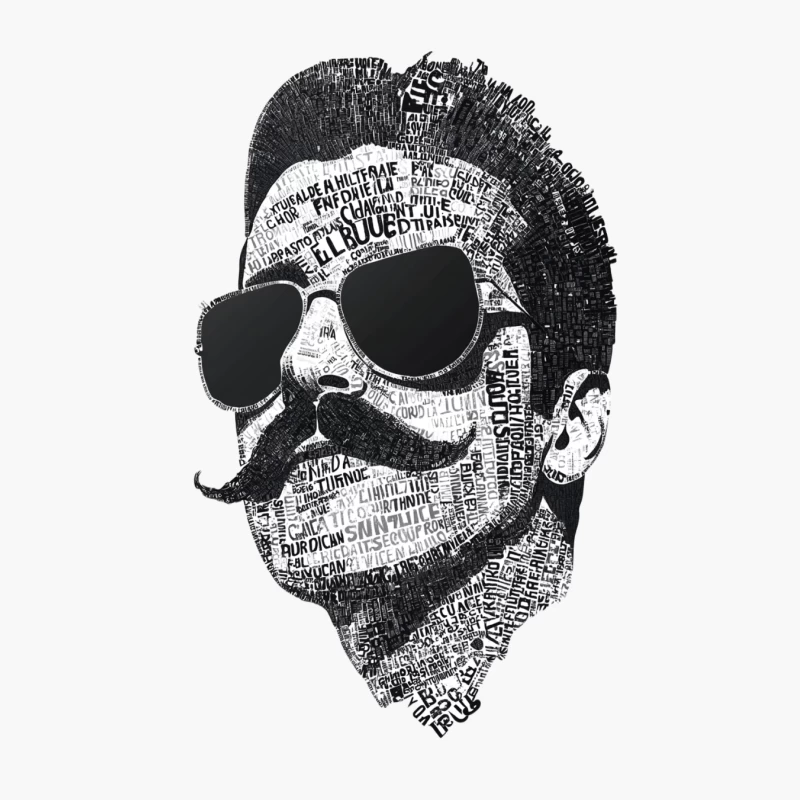 Typographic Portrait: Mohawk Man with Sunglasses Cotton Tote Bag