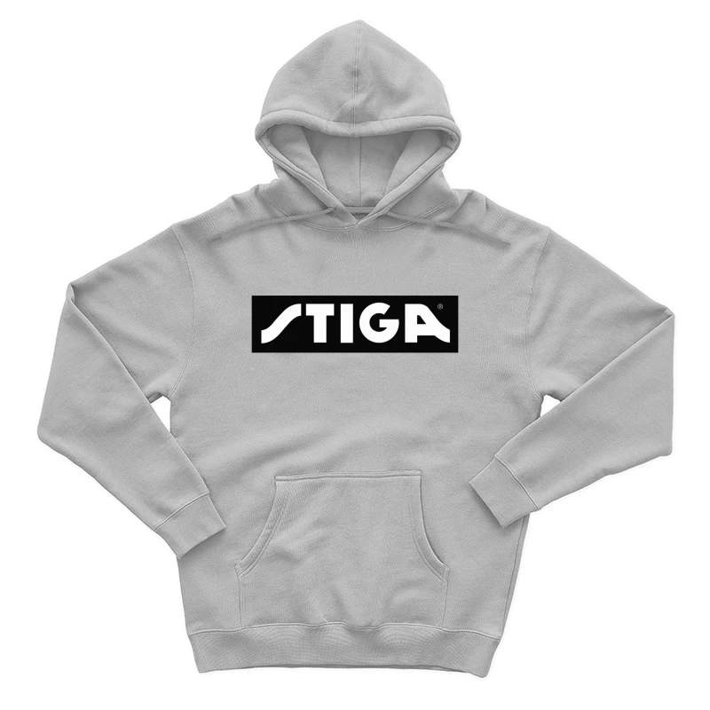 STIGA Sports Equipment Brand Logo in Black and White Male Pullover Hoodie