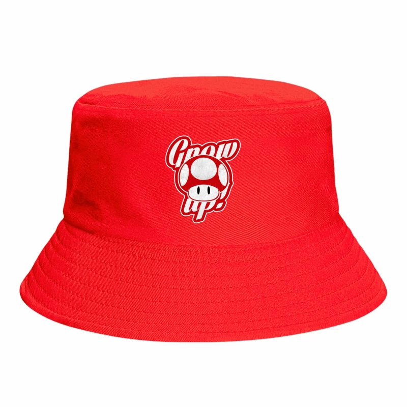 Retro Nintendo Super Mario Mushroom "Grow Up" Design Bucket Hat