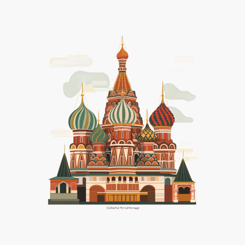 Iconic Illustration of St. Basil's Cathedral: Moscow's Colorful Landmark Cotton Tote Bag
