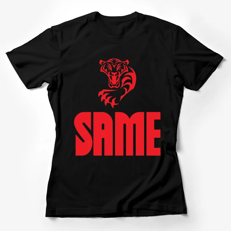 Red Tiger Sports Logo with SAME Text Female T-Shirt