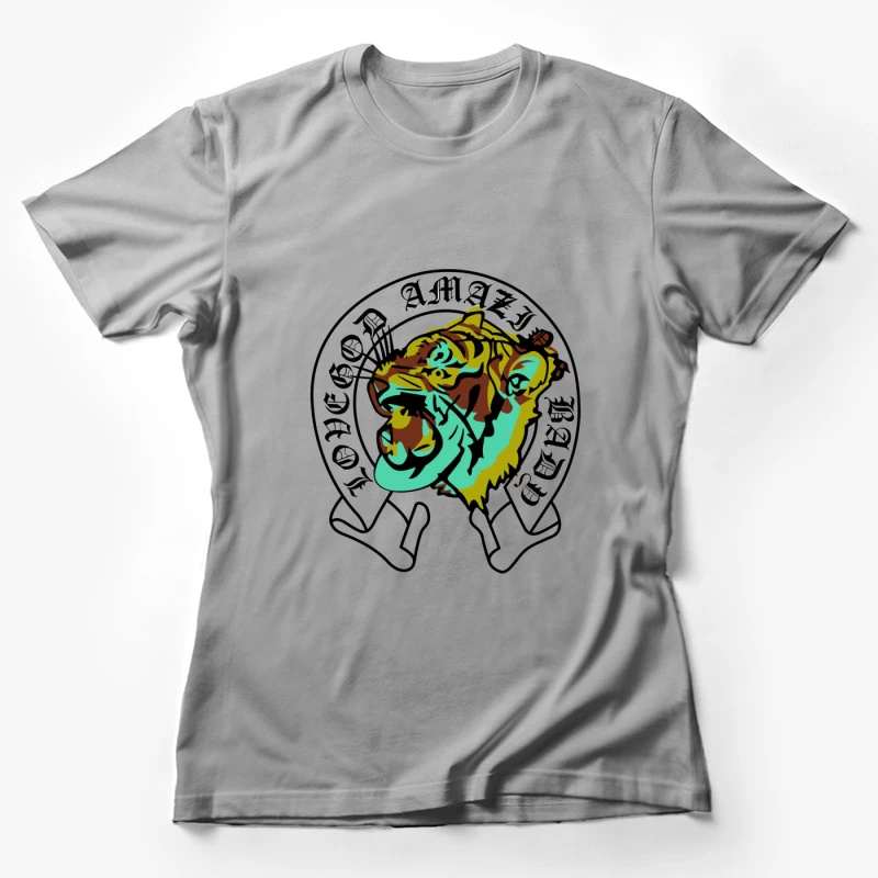 Tigerkopf Design mit Schriftzug Damen T-Shirt