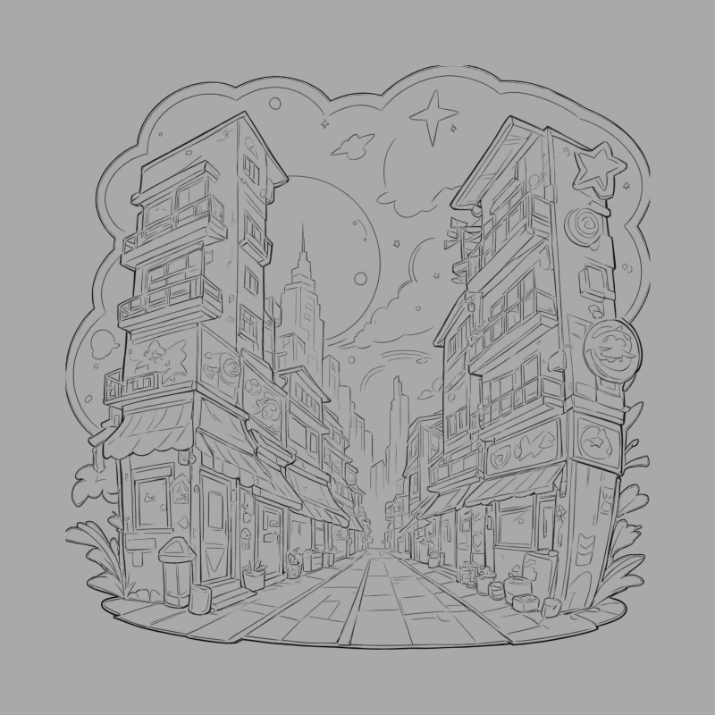 Urban Fantasy Street Scene Male Pullover Hoodie