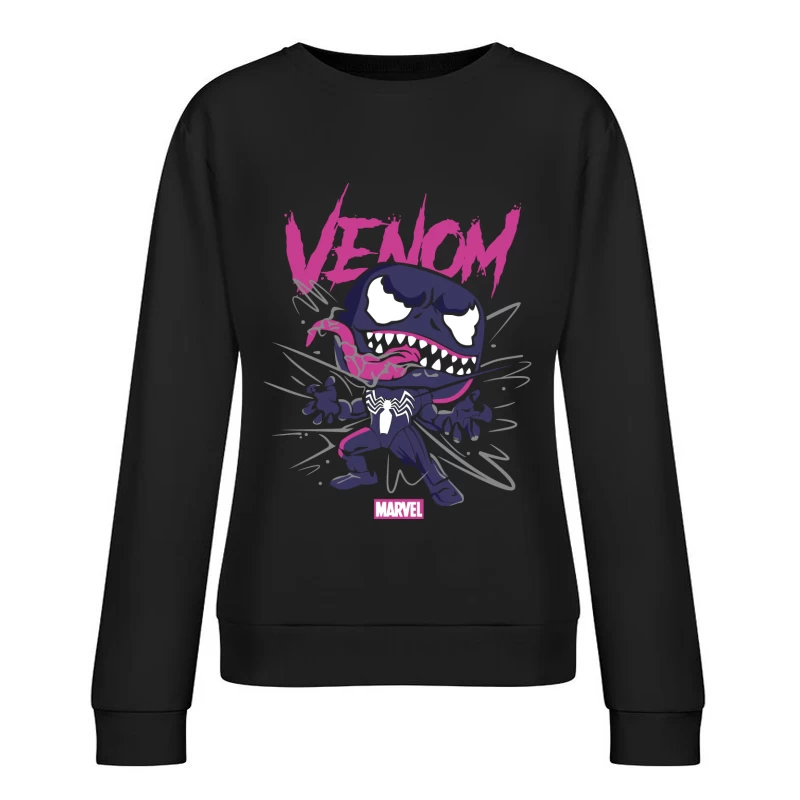 Cartoon Venom Character Illustration Female Pullover Sweatshirt