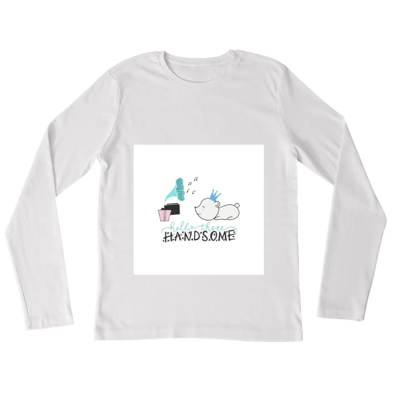 Bonjour, ours couronné mignon Femme Manches Longues T-Shirt