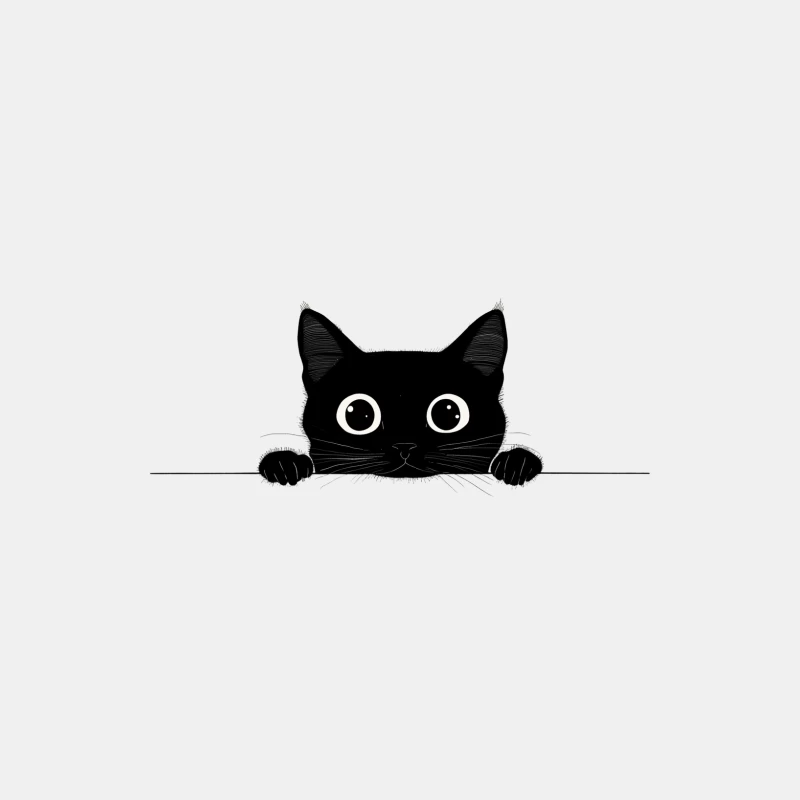 Curious Black Cat Peeking with Big Eyes Male Tank Top