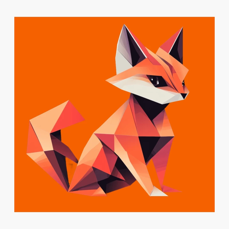 Geometric Abstract Fox: Origami-Inspired Vector Design Throw Pillow