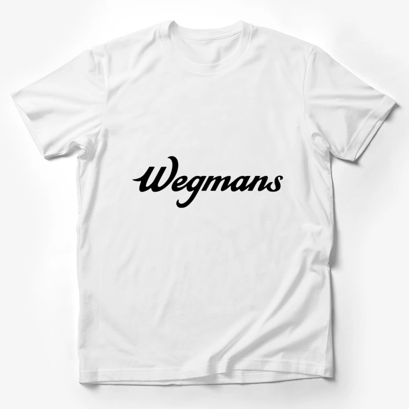 Wegmans Supermarket Chain Logo in Black Script Font Male T-Shirt