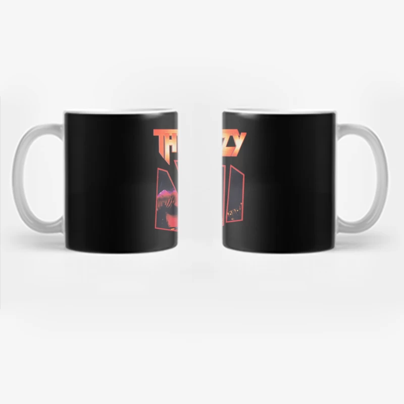 Thin Lizzy Vintage Concert Album Art with Red Typography Coffee Mug