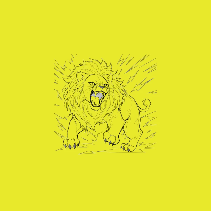 Fierce Roaring Lion Illustration Desk Mat