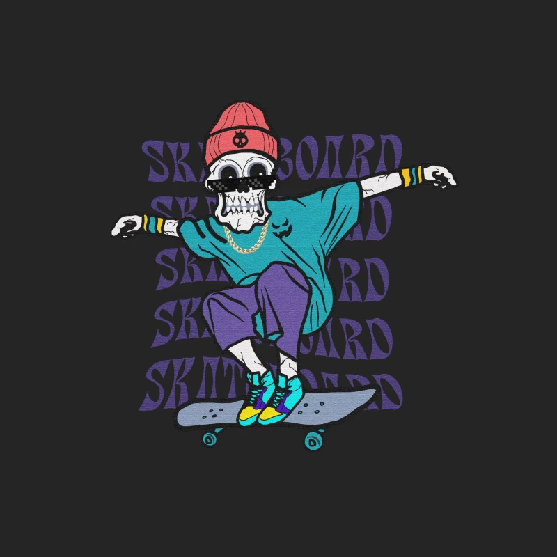 Skelett-Skater in bunten Streetwear Herren Pullover Sweatshirt