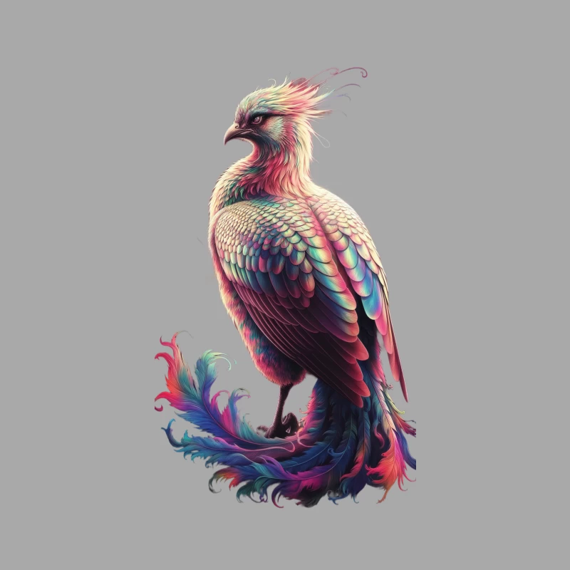 Vibrant Fantasy Phoenix: A Colorful Digital Illustration of a Mythical Bird Female Pullover Hoodie