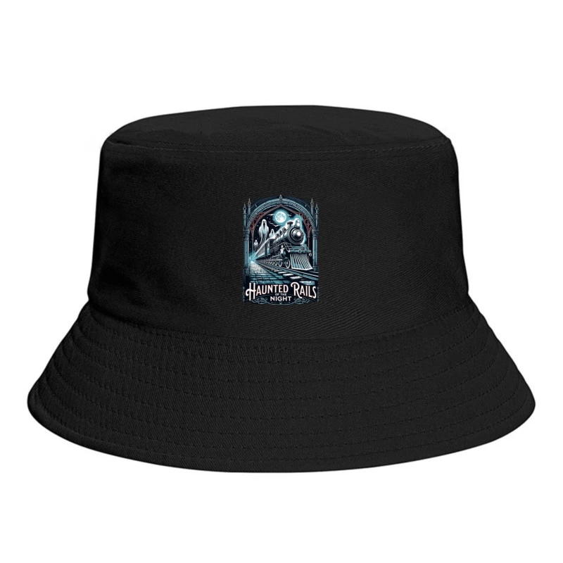 Gothic Haunted Steam Train Under Moonlit Archway Bucket Hat